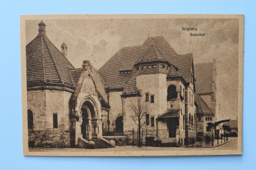 Ansichtskarte AK Worms 1920er Jahre Bahnhof Gebäude Straße Architektur Ortsansicht Rheinland Pfalz